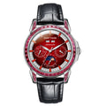 Reef Tiger/RT Brand Mens MoonPhase Automatic Watch Diamonds Bezel Blue Dial Waterproof Leather Strap Multifunction Watch RGA1988