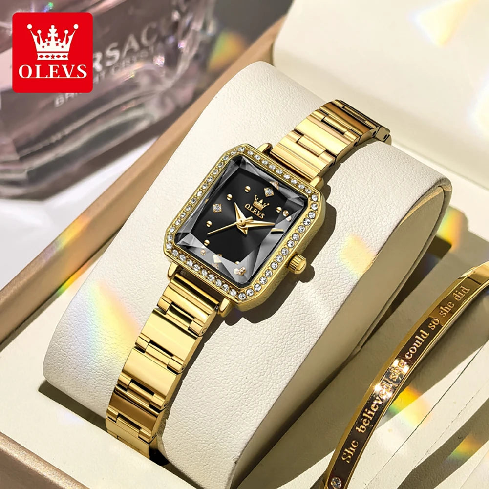OLEVS Womens Watch Square Quartz Watch Waterproof Luminous Wristwatches For Women Original Elegant Luxury Fashion Reloj 5688