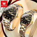 OLEVS  Couple Watch Luxury Gold Diamond Dual Calendar Waterproof Watch Fashion Brand Quartz Appointment Clock Couple Watch 5563
