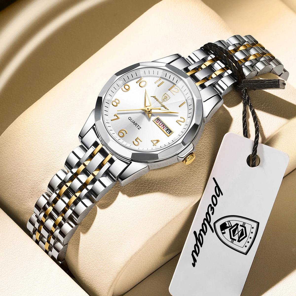 POEDAGAR Brand Watches For Couple Waterproof Date Week Couple's Watches Quartz Stainless Steel Fashion Lovers Watch Set+Box Gift