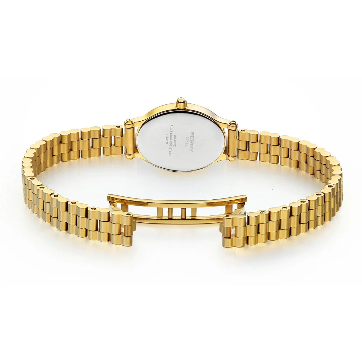 BERNY Gold Watch for Women Olive Green Quartz Jewelry Bracelet Casual Jewelry Women's Wristwatch Small Fashion Ladies Watches