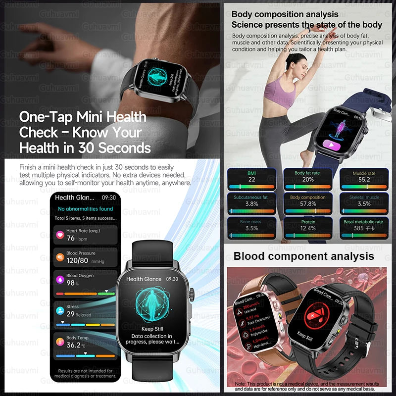 2026 Nursing Grade Smartwatch Men 2.0inch AMOLED ECG Heart Health BP Lipid Uric Acid Monitor Bluetooth Call Outdoor Sports Watch