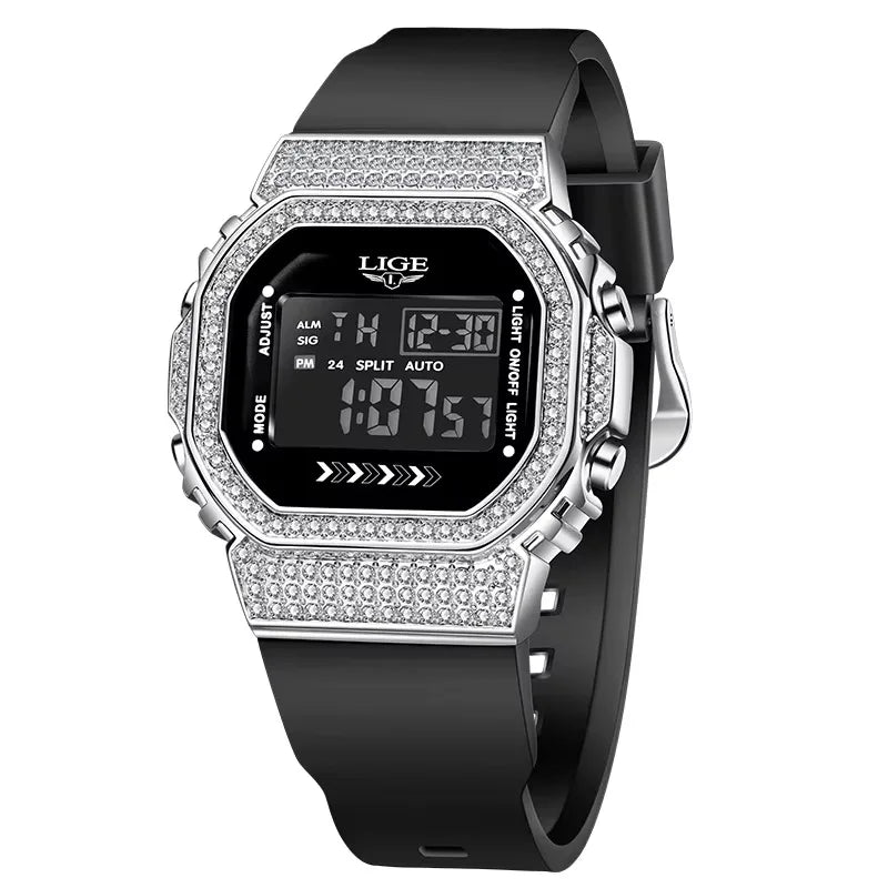 LIGE Outdoor Digital Man Watch Silicone Simple Casual Sport Waterproof Luminous Alarm Auto Date Electronic Watches for Men Gifts