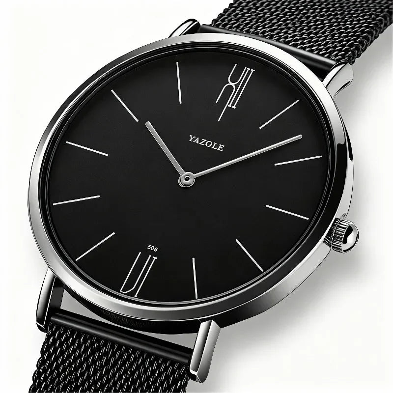 Minimalist Men's Watches Simple Fashion Ultra Thin Quartz Watch Man Leisure Metal Mesh Belt Business Male Clock reloj de hombre