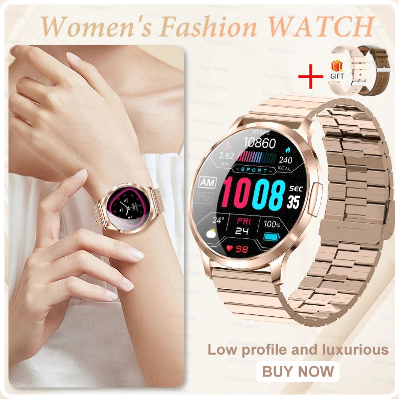 New Women Smart Watch 1.32"AMOLED Full Touch Screen Bluetooth Call Blood Pressure IP68 Waterproof NFC 7.3mm Ultra-thin bracelet