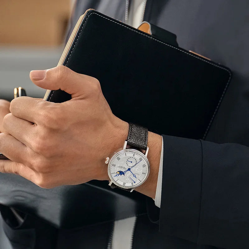 Seagull Moon Phase Watch Auspicious Clouds Special Edition Men's Automatic Mechanical Watch Luxury 41mm Watch for Men 6199 6198