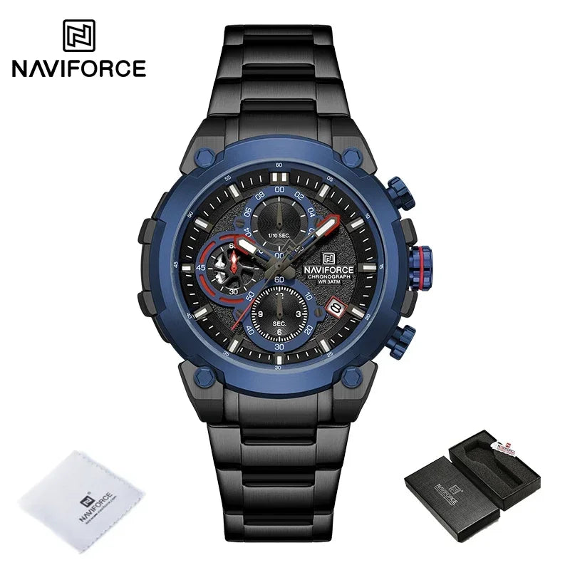 NAVIFORCF Men's Military Watch Luxury Waterproof Quartz Chronograph Wristwatch Fashionable Masculino Hot Fashion  Clock Watch