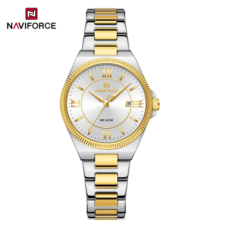 High Quality NAVIFORCE 2026 Woman Quartz Watch Retro Watches 3ATM Waterproof Stainless Steel Watchband  Ladies' Watches NF5073