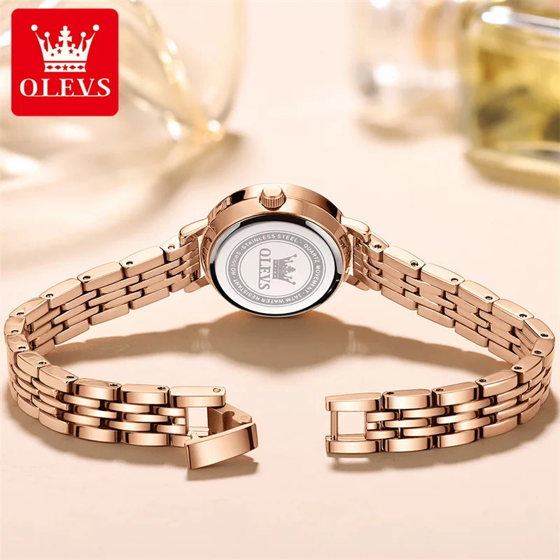 OLEVS New Luxury Rose Gold Small Dial Women Watches Fashion Simple Ladies Quartz Watch Bracelet Waterproof Reloj