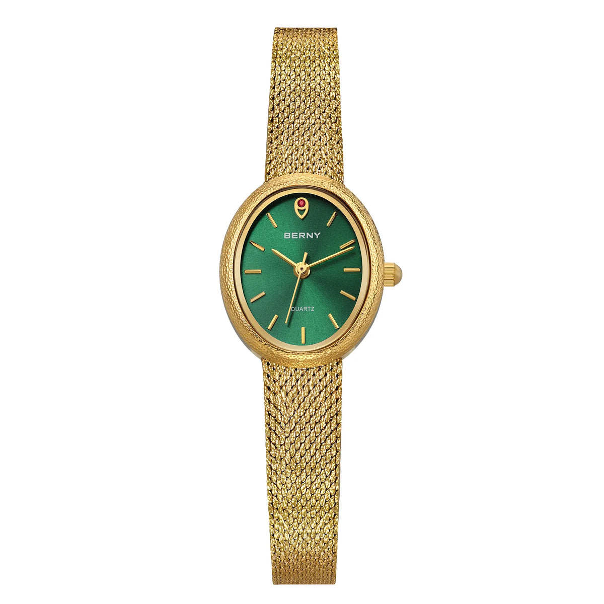 BERNY Luxury Watches for Women Fashion Golden Ladies Quartz Watch Super Lightweight Oval Case S/S Casual Dress Wristwatch