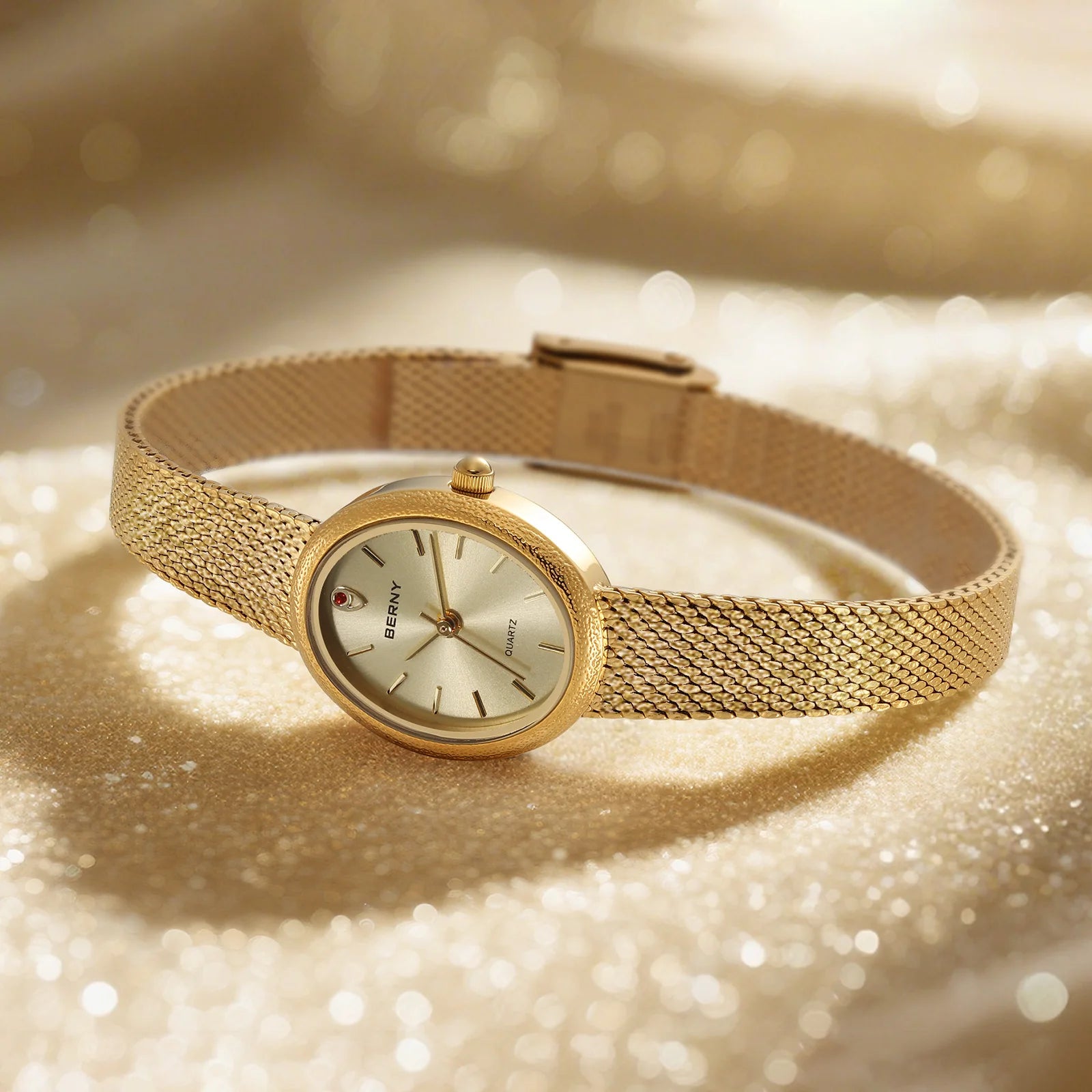 Gold Oval Quartz Watch