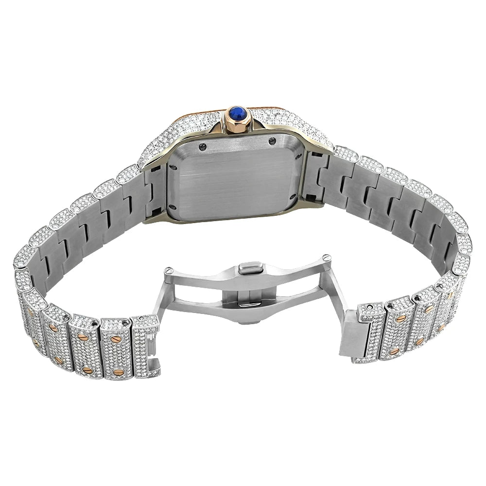 High End Square Design Luxury Gold VVS Moissanite Watch Waterproof Mens Diamond Iced Out Wrist Watches