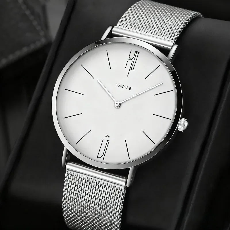 Minimalist Men's Watches Simple Fashion Ultra Thin Quartz Watch Man Leisure Metal Mesh Belt Business Male Clock reloj de hombre