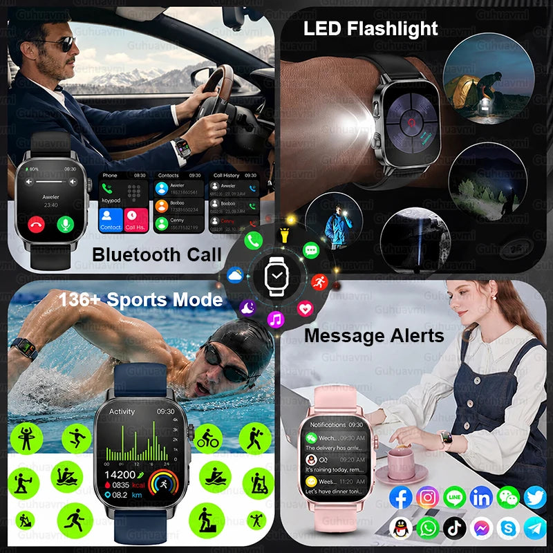 2026 Nursing Grade Smartwatch Men 2.0inch AMOLED ECG Heart Health BP Lipid Uric Acid Monitor Bluetooth Call Outdoor Sports Watch
