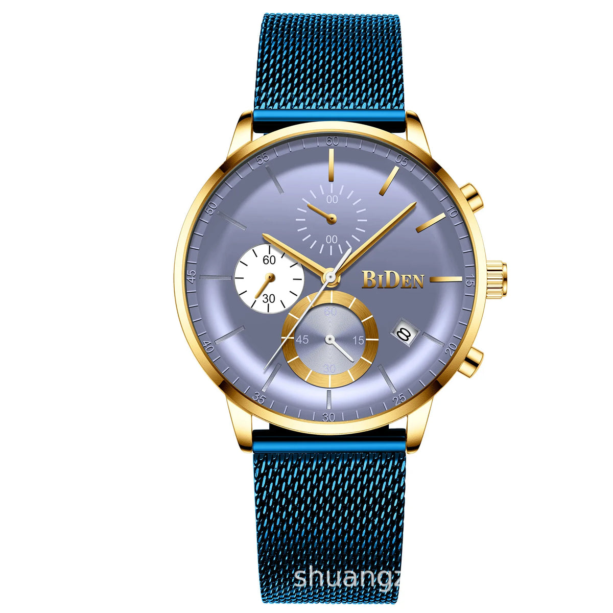 New Men Watch Fashion Mens Stainless Steel Mesh Waterproof Sport Quartz Wristwatch Luxury Blue Male Watches for Men Female Reloj
