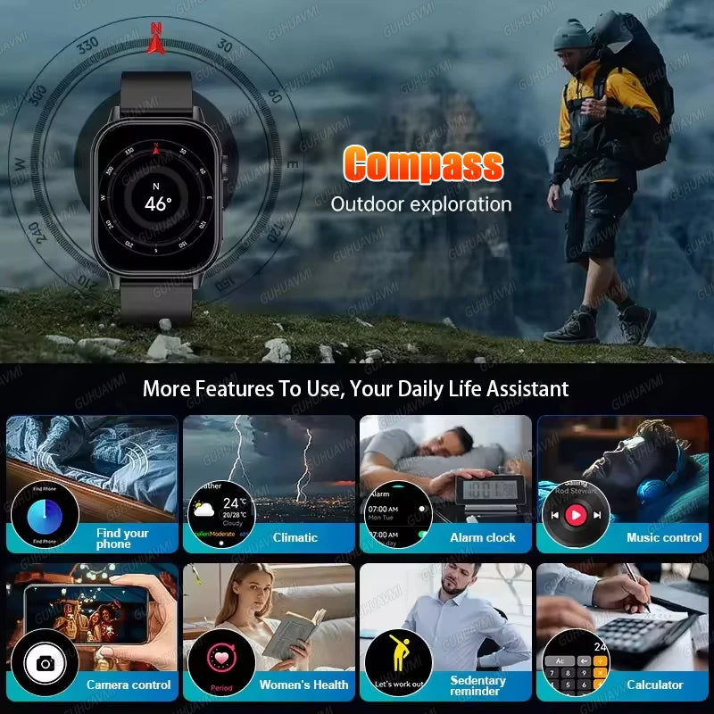 2026New Dual-band GNSS GPS Sports Smart Watches IP68K Swim Compass Heart rate tracker Military Bluetooth Call Bracelet Men Women