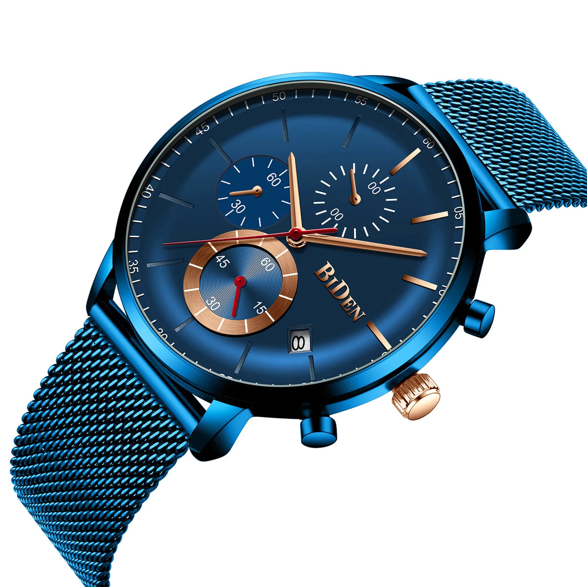 New Men Watch Fashion Mens Stainless Steel Mesh Waterproof Sport Quartz Wristwatch Luxury Blue Male Watches for Men Female Reloj