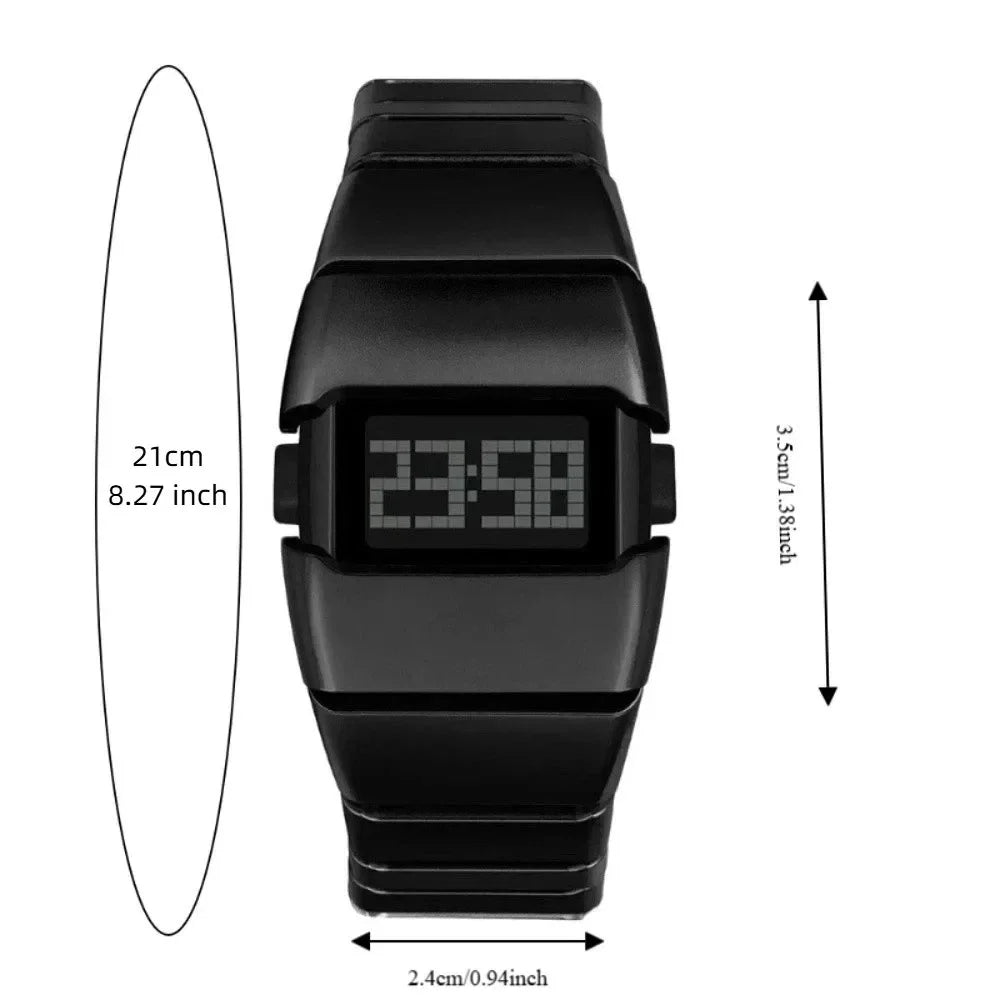 Plastic LED Electronic Watch Lightweight Digital Sports Watch Vintage Original Design Stainless Steel Wristwatch