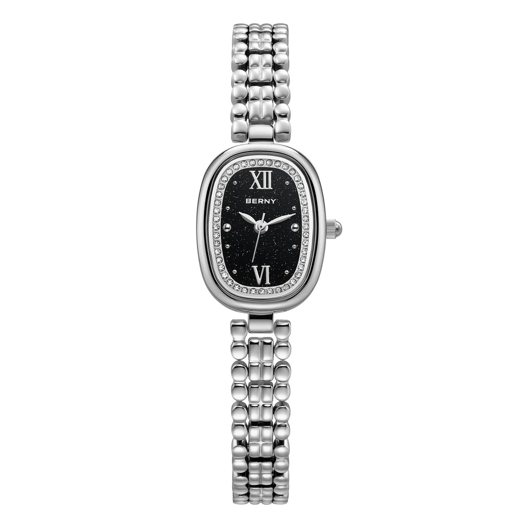 BERNY Women's Watches Fashion Casual Small Dail Ladies Quartz Watch Elegant Stainless Steel Girls Dress Wristwatch