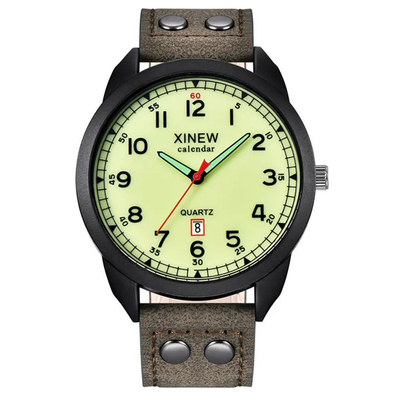 Genuine XINEW Brand Men Watches Boys Students Fashion Leather Band Date Quartz Watch Montre Homme Reloj Hombre Relogio Masculino