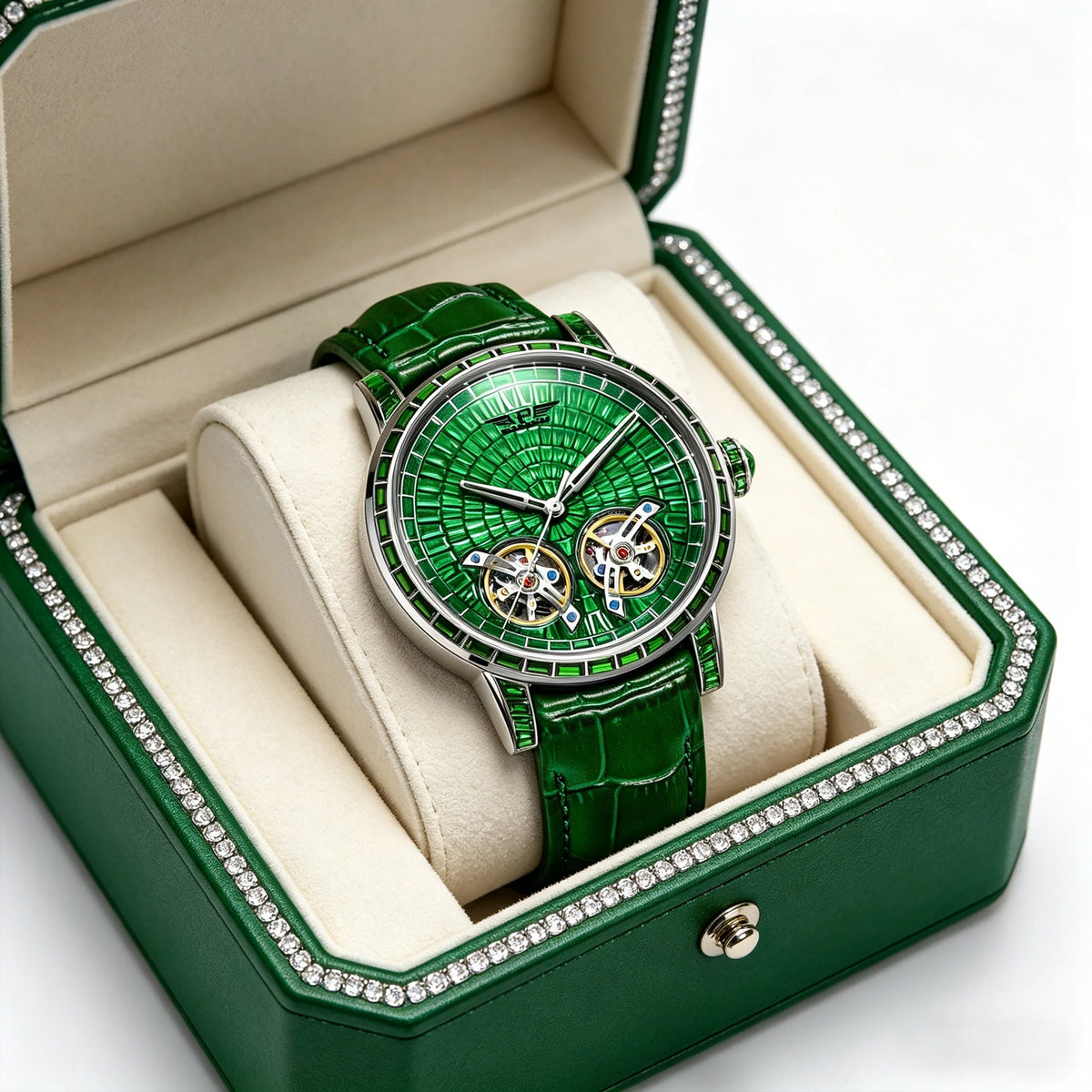 2026 PINDU Design New Diamond Mechanical Watch Men Top Luxury Double Flying Wheel Watch Sapphire Glass Waterproof Watch Leather