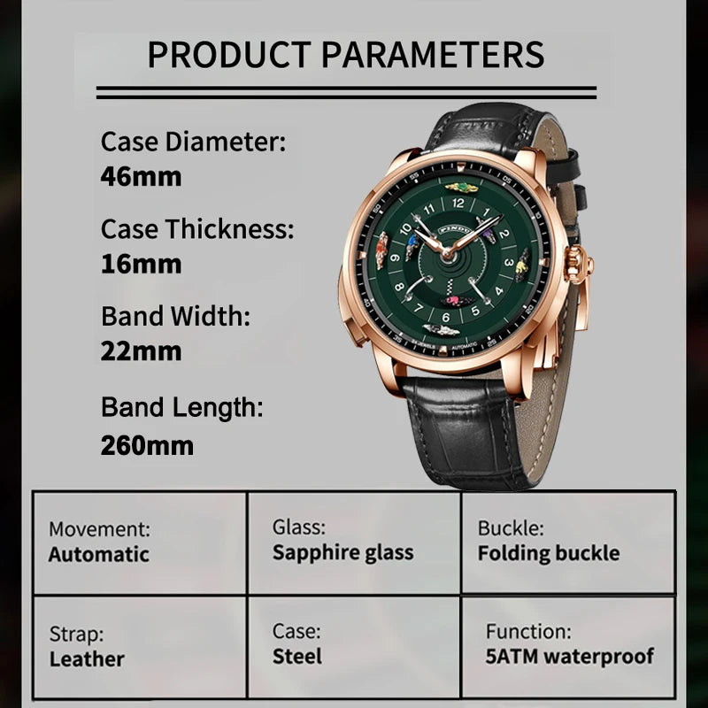Pindu Horse Gambling Series Men's Full Automatic Mechanical Watch European Racing Roulette Entertainment Design Party Watch