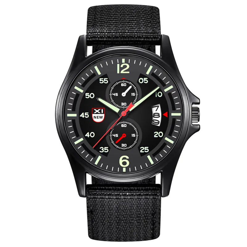 Genuine XINEW Brand Men Watches Students Fashion Casual Nylon Band Sports Date Quartz Wrist Watch Black Relogios Masculinos 2025