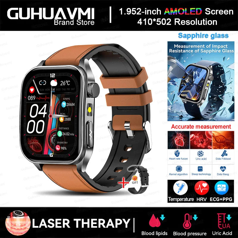 2026 New Non-Invasive Laser Treatment Three High Smart Watch  ECG+PPG Blood Fat Uric Acid Health Diagnosis Smart Watches For Man
