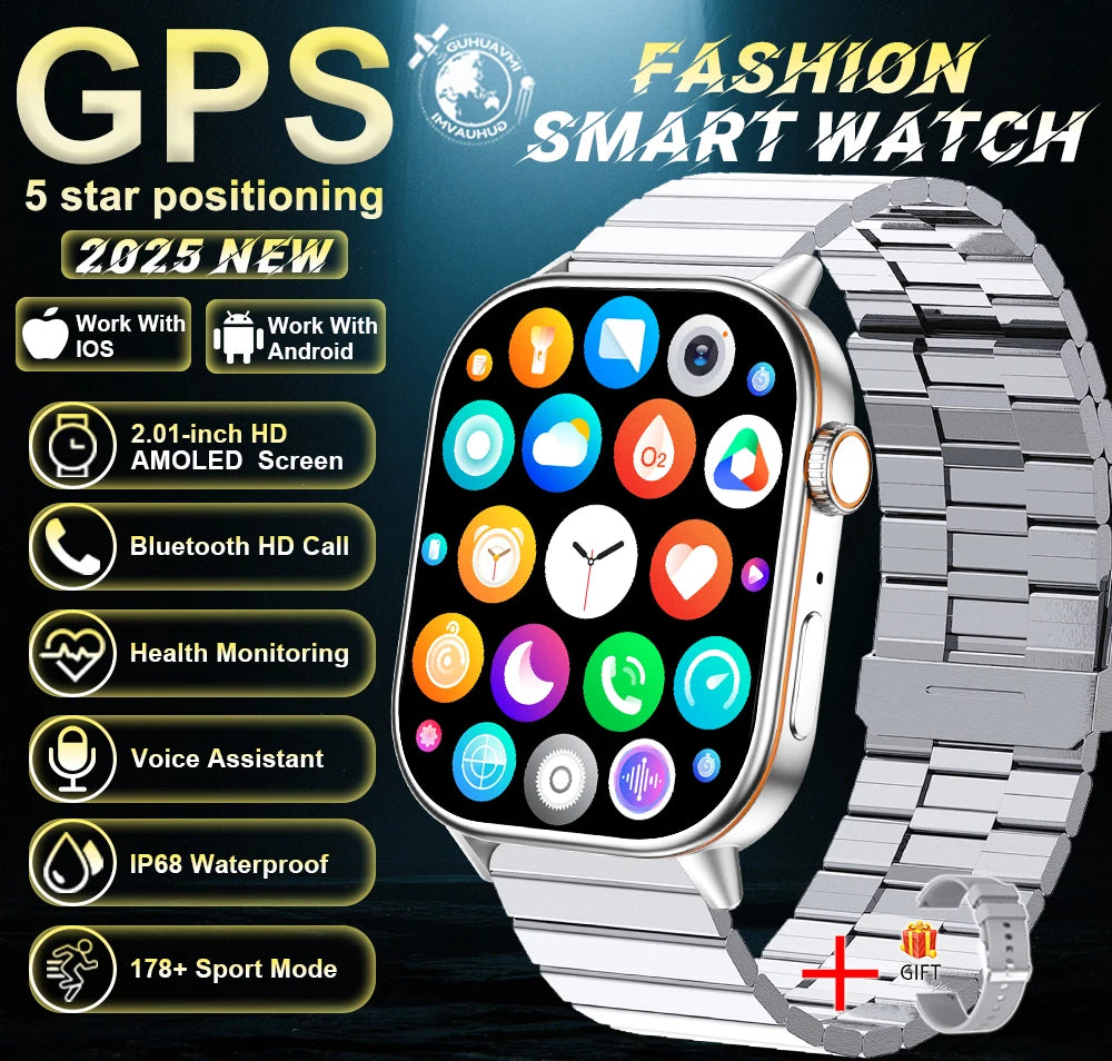 2026New Dual-band GNSS GPS Sports Smart Watches IP68K Swim Compass Heart rate tracker Military Bluetooth Call Bracelet Men Women