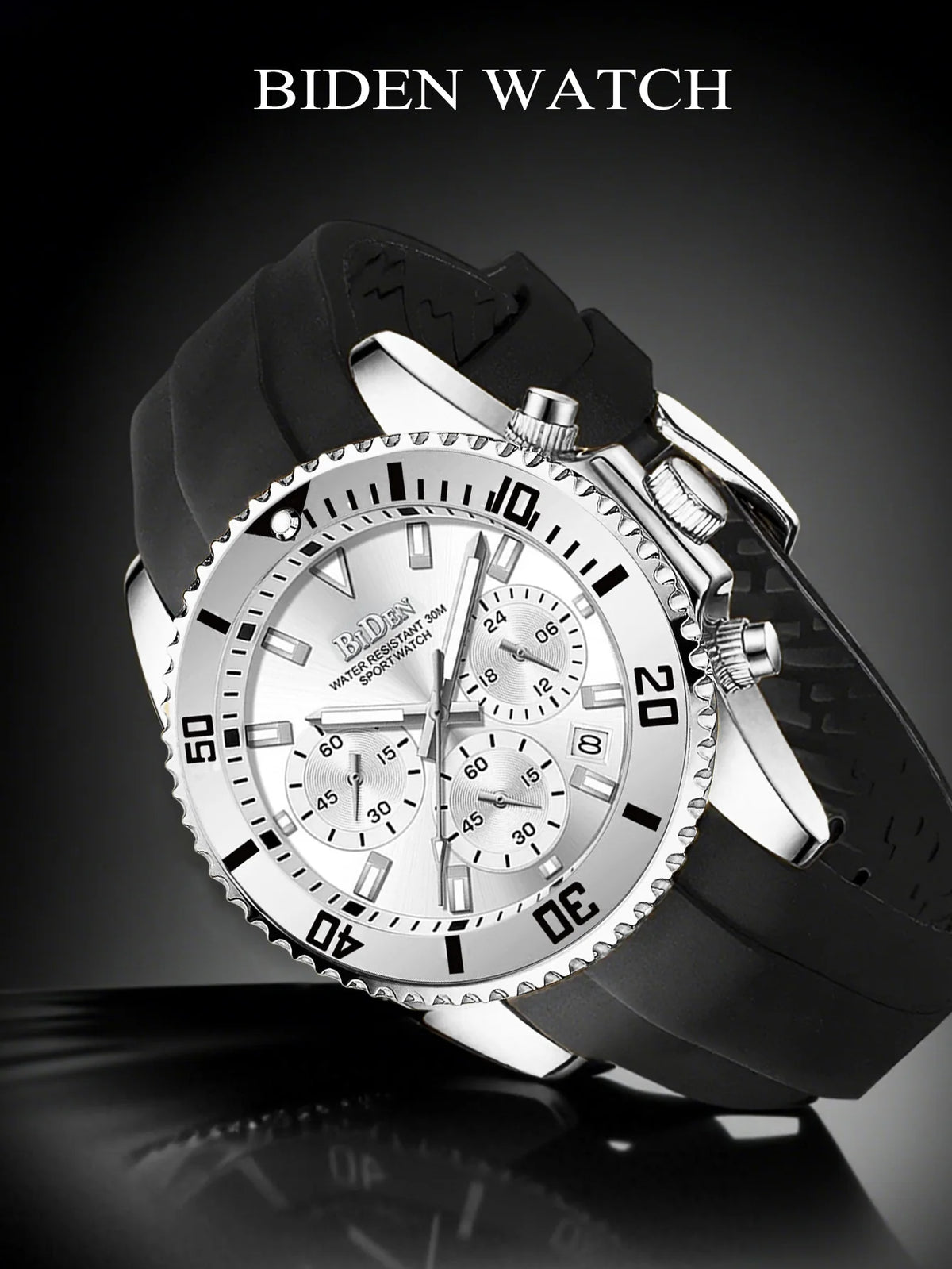 BIDEN Classic Green Watch For Man Fashion Casual Rubber Strap Wrist Watch Men With Calendar Reloj Hombre 2025 Hot Sale
