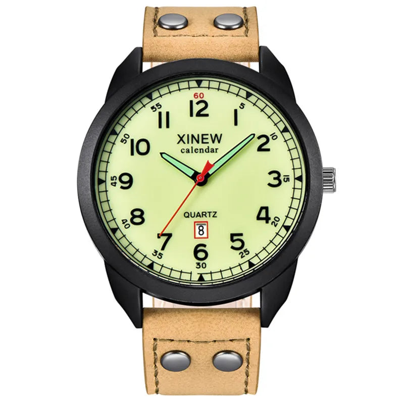 Genuine XINEW Brand Men Watches Boys Students Fashion Leather Band Date Quartz Watch Montre Homme Reloj Hombre Relogio Masculino