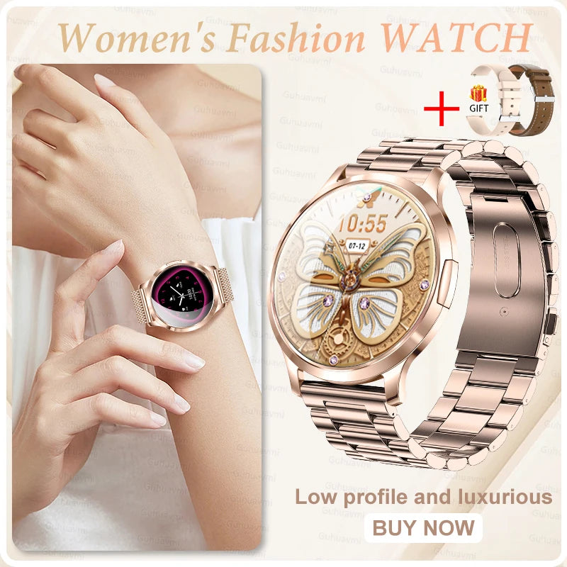 New Women Smart Watch 1.32"AMOLED Full Touch Screen Bluetooth Call Blood Pressure IP68 Waterproof NFC 7.3mm Ultra-thin bracelet