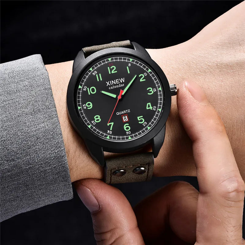 Genuine XINEW Brand Men Watches Boys Students Fashion Leather Band Date Quartz Watch Montre Homme Reloj Hombre Relogio Masculino