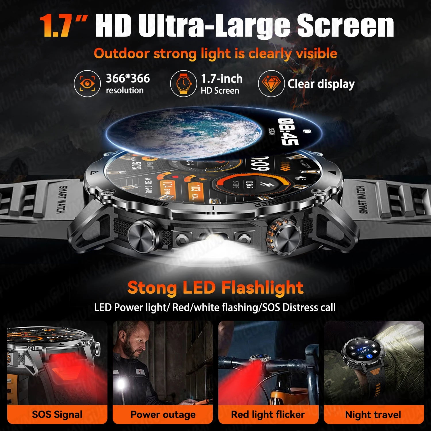 Military Flashlight Smartwatch