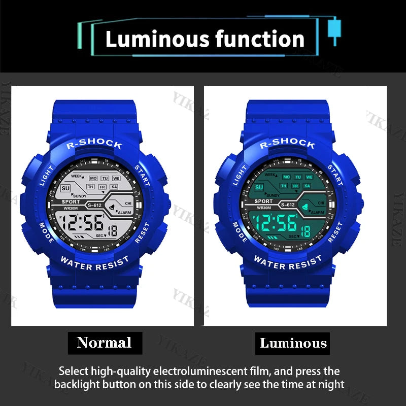 Digital Watches Sports LED Wristwatches Men's 30m Waterproof Watch Digital Light Stopwatch Watch for Men Student Teens