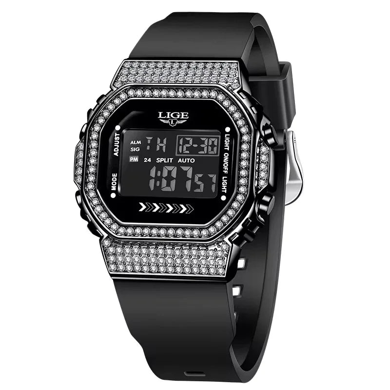 LIGE Outdoor Digital Man Watch Silicone Simple Casual Sport Waterproof Luminous Alarm Auto Date Electronic Watches for Men Gifts
