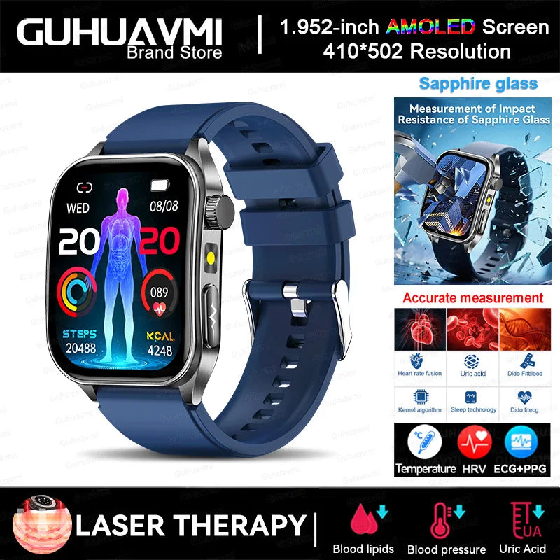 2026 New Non-Invasive Laser Treatment Three High Smart Watch  ECG+PPG Blood Fat Uric Acid Health Diagnosis Smart Watches For Man
