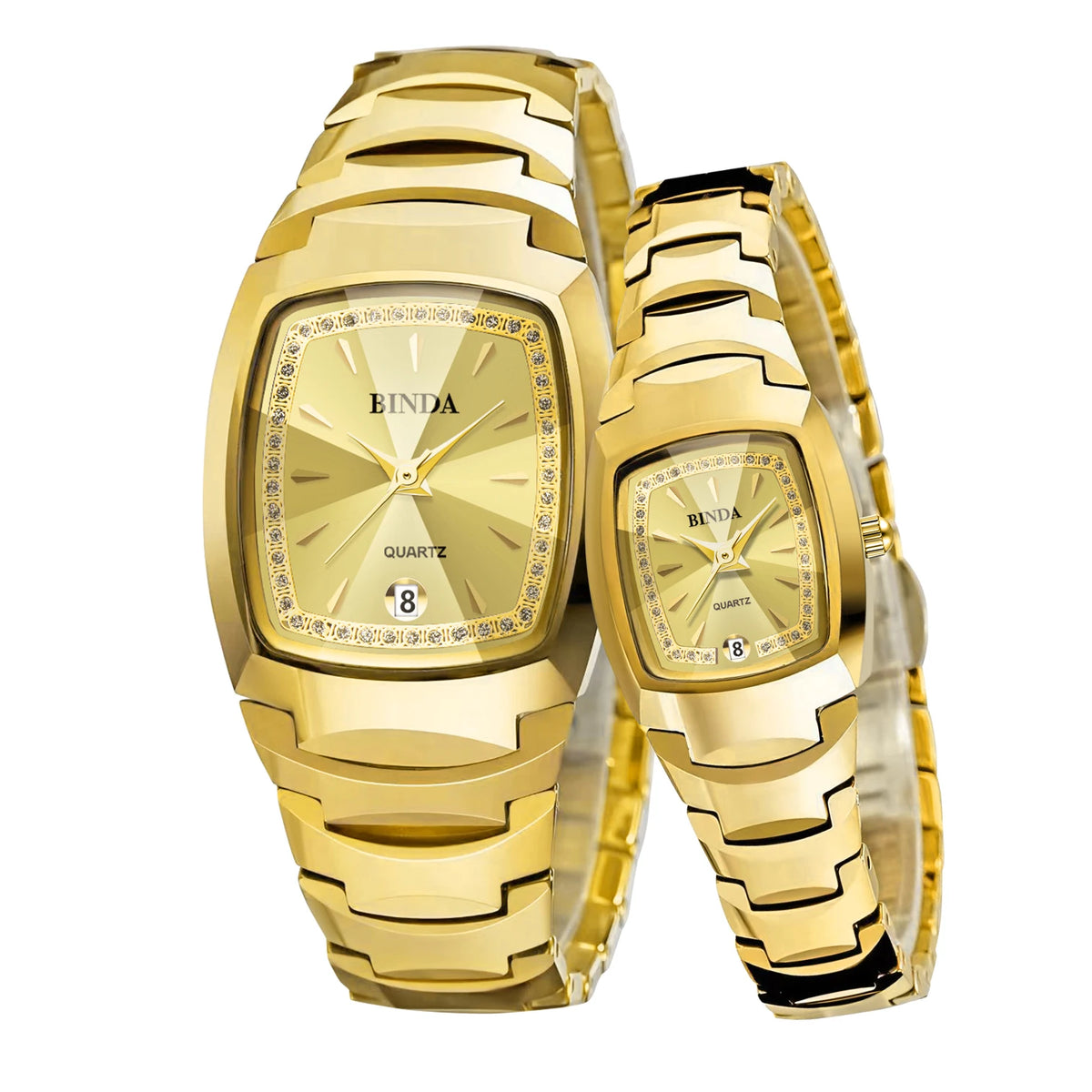2PCS Couple Watches Luxury Fashion Men Women Matching His and Hers Quartz Watches Simple Band with Gift Box