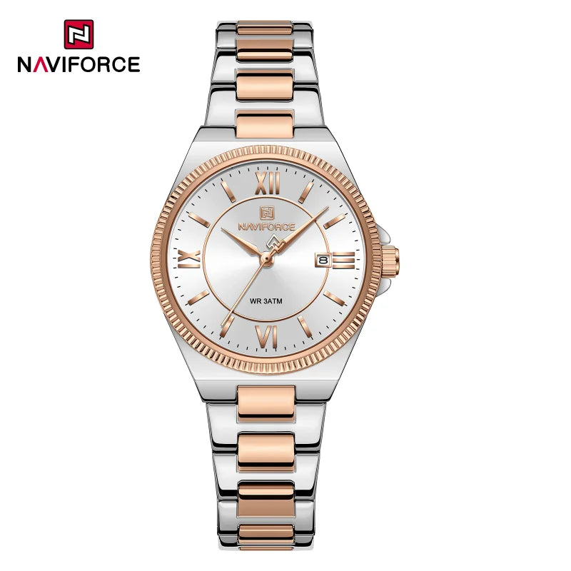 High Quality NAVIFORCE 2026 Woman Quartz Watch Retro Watches 3ATM Waterproof Stainless Steel Watchband  Ladies' Watches NF5073
