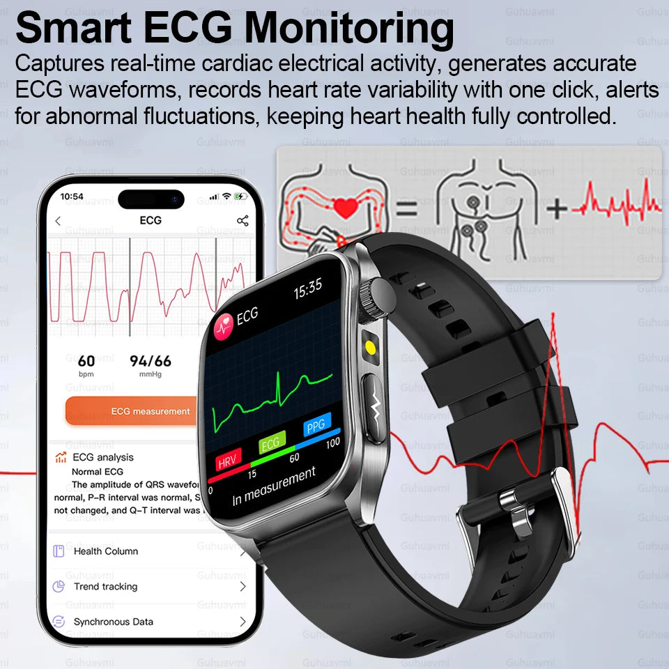2026 New Non-Invasive Laser Treatment Three High Smart Watch  ECG+PPG Blood Fat Uric Acid Health Diagnosis Smart Watches For Man