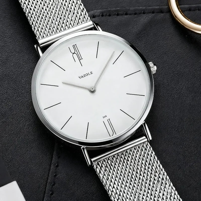 Minimalist Men's Watches Simple Fashion Ultra Thin Quartz Watch Man Leisure Metal Mesh Belt Business Male Clock reloj de hombre