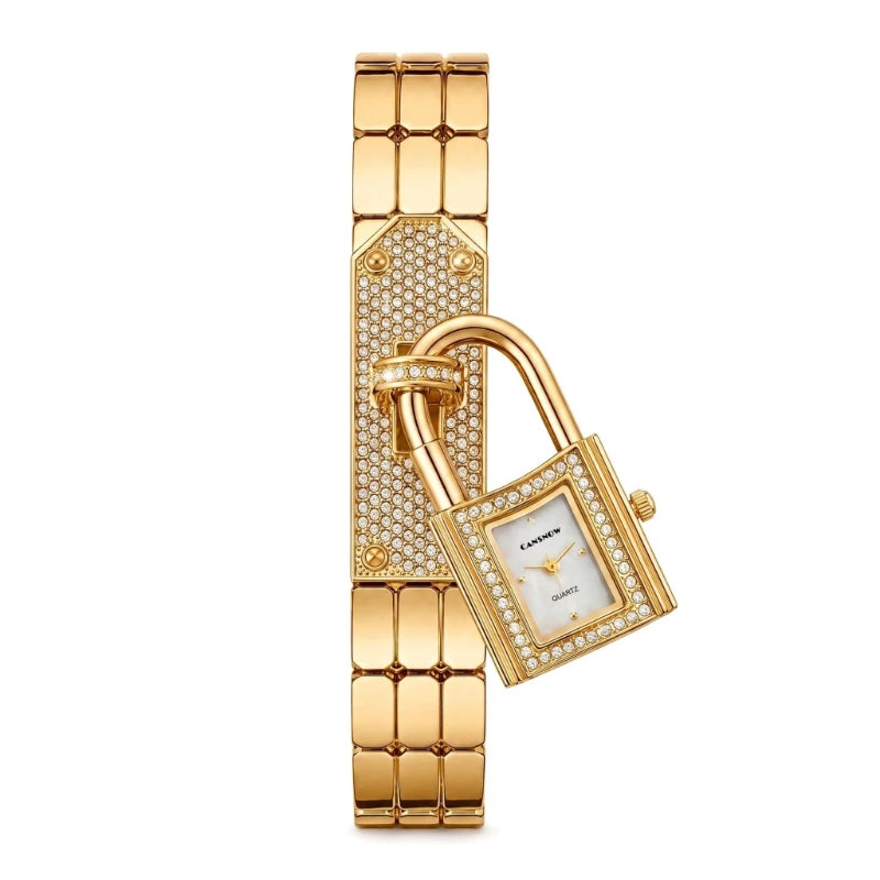Gold Lock Bracelet Watch