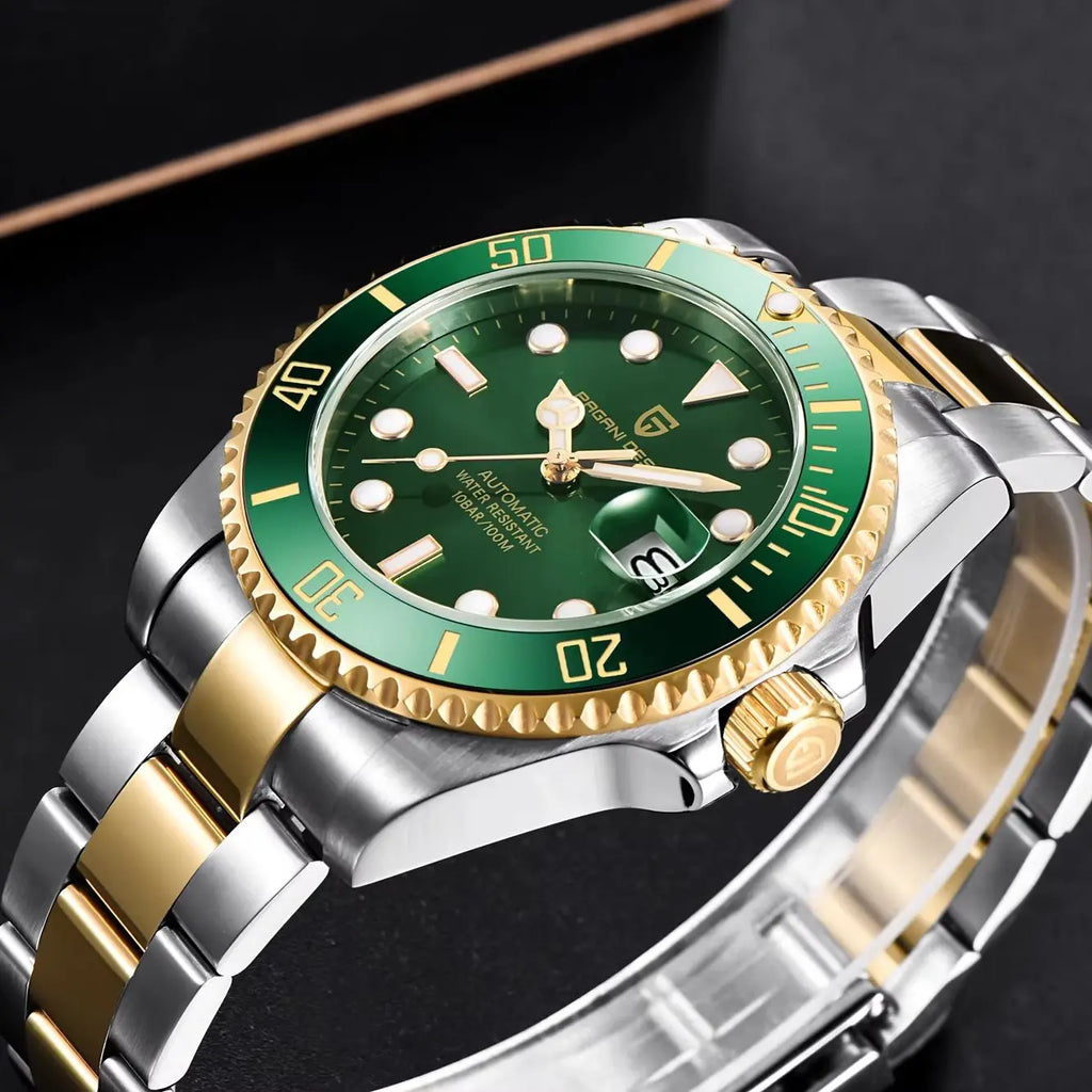 PAGANI DESIGN Classic Luxury Men's Mechanical Watches   Luminous Calendar Diving Watch Stainless Steel Sapphire Celebrity Choice