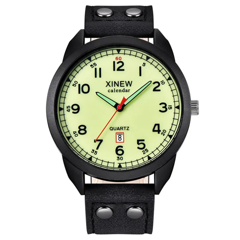 Genuine XINEW Brand Men Watches Boys Students Fashion Leather Band Date Quartz Watch Montre Homme Reloj Hombre Relogio Masculino