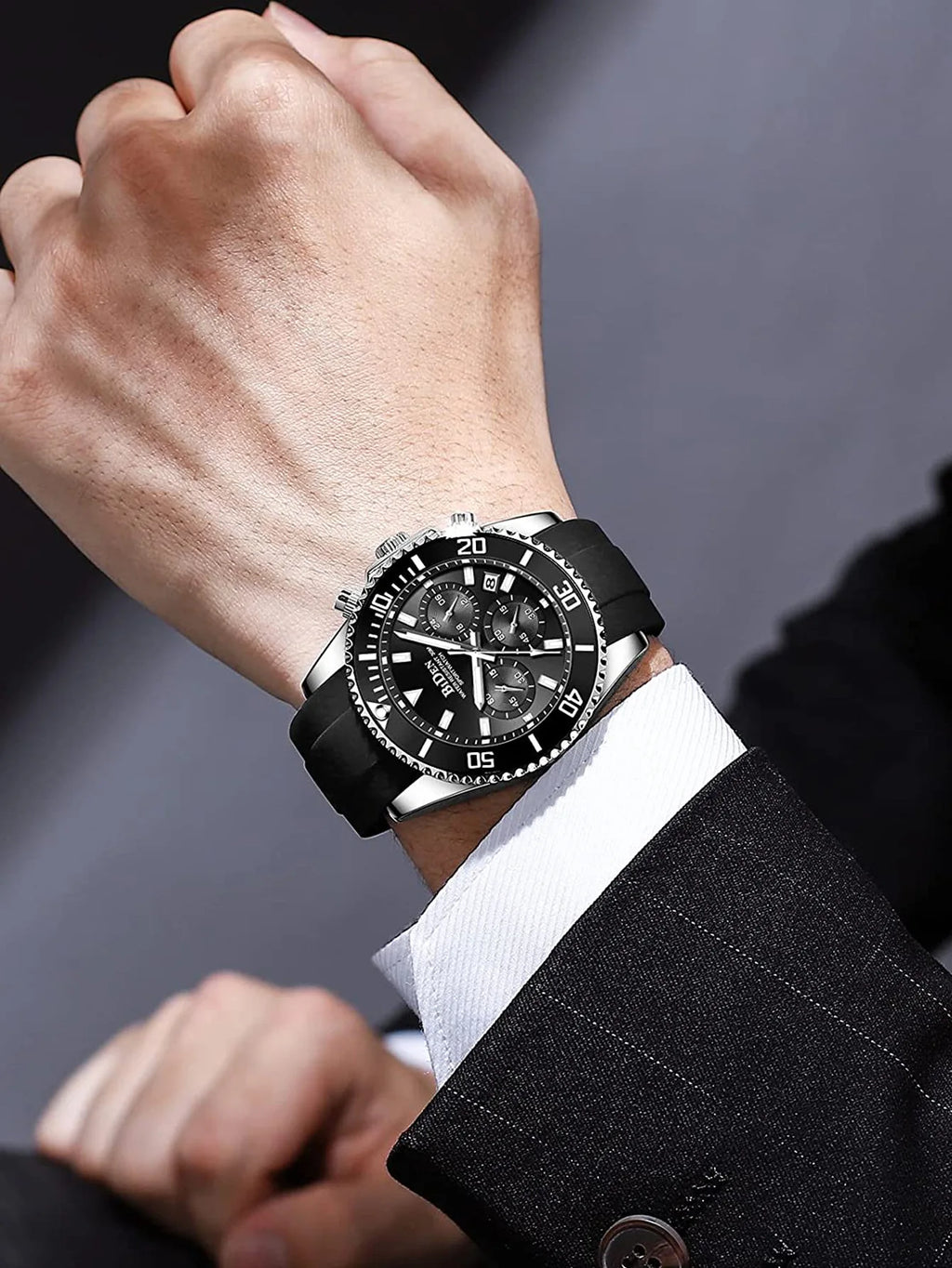 BIDEN Classic Green Watch For Man Fashion Casual Rubber Strap Wrist Watch Men With Calendar Reloj Hombre 2025 Hot Sale