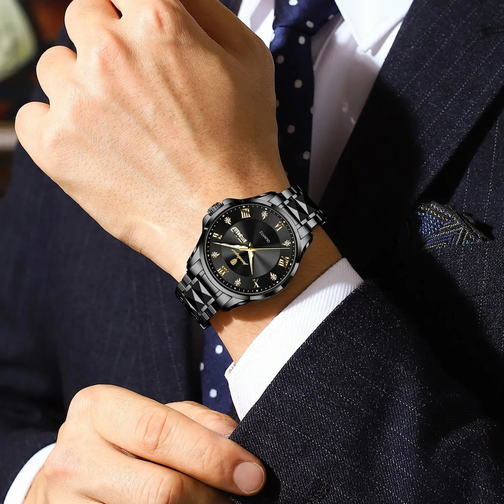 POEDAGAR Original Luxury Man Watch Waterproof Luminous Date Week Fashion Men Clock Stainless Steel Quartz Business Men's Watches