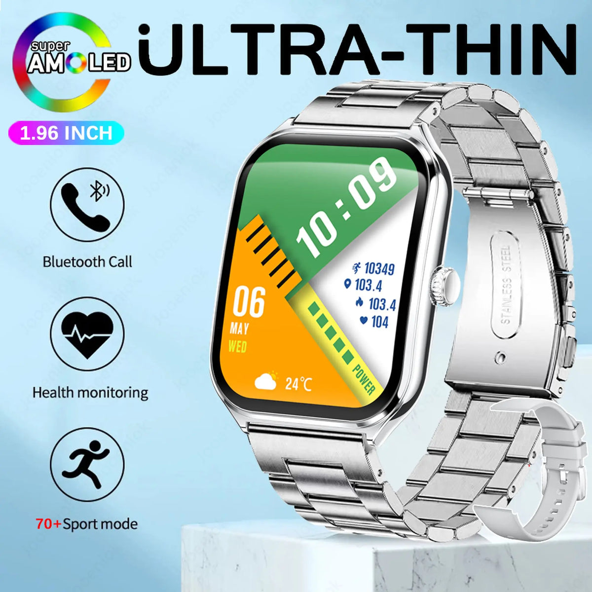 2026 New Ultra-thin Durable Women Smart Watch 1.96" Amoled Screen Sport Health Fitness Wireless Bluetooth Call Smartwatch