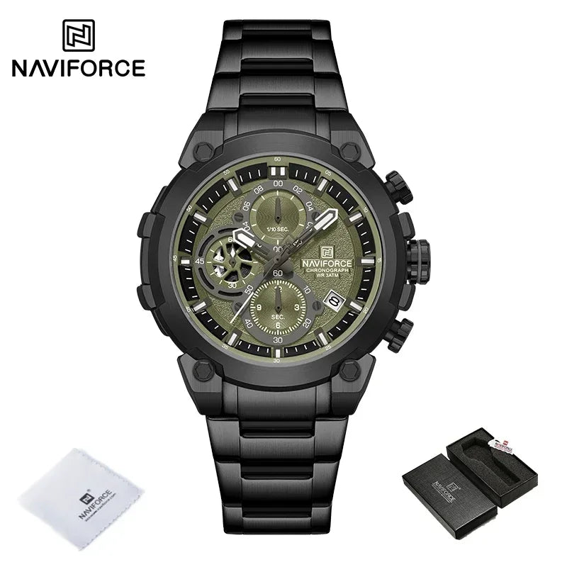 NAVIFORCF Men's Military Watch Luxury Waterproof Quartz Chronograph Wristwatch Fashionable Masculino Hot Fashion  Clock Watch