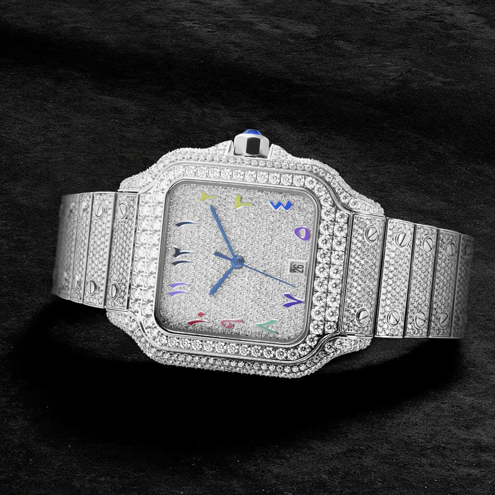 High End Square Design Luxury Gold VVS Moissanite Watch Waterproof Mens Diamond Iced Out Wrist Watches