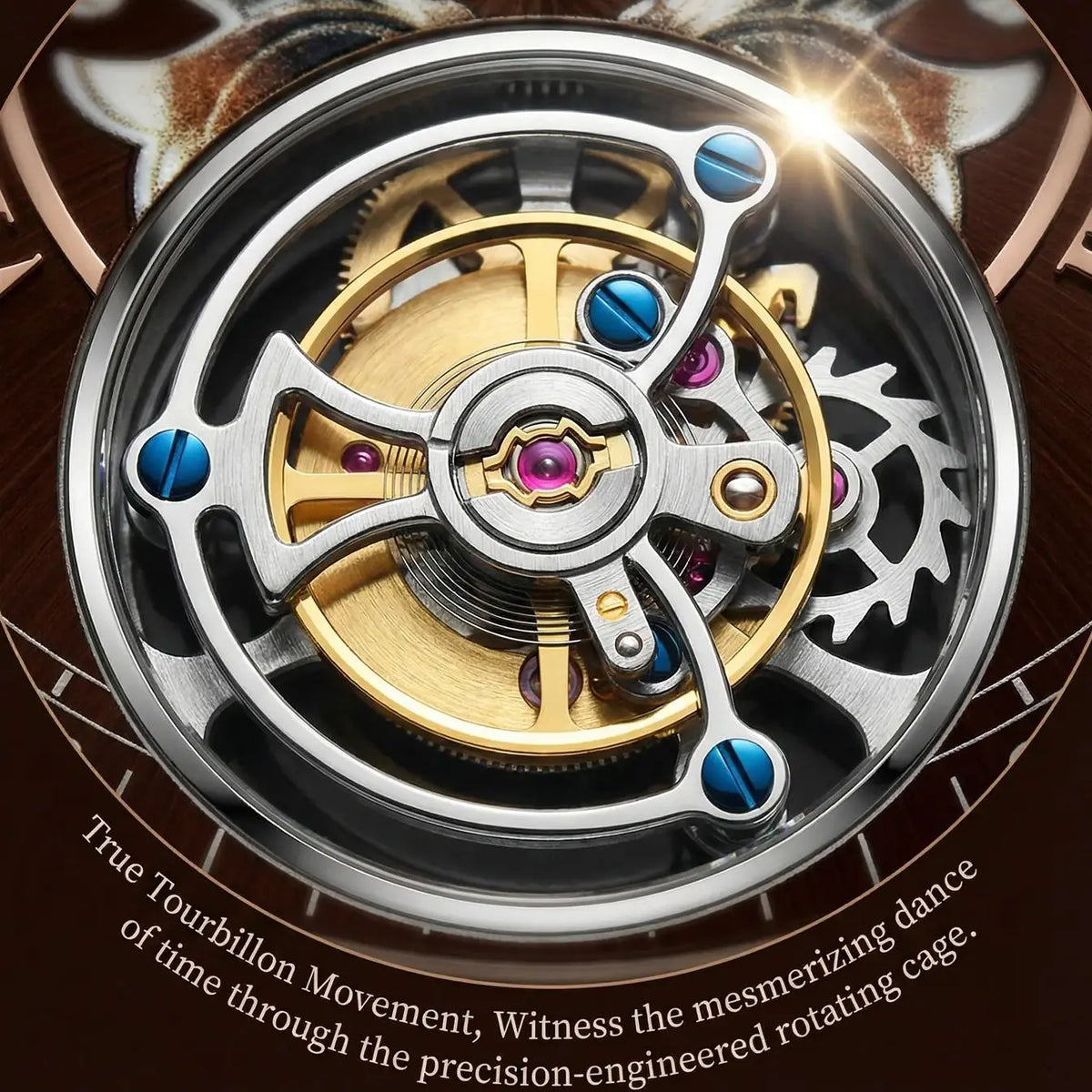 aesop Men's Watch Automatic Movement Mechanical Tourbillon Watch Skeleton Design Stainless Steel Case Waterproof Men's Watch 202